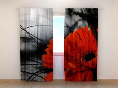 Fotogardinen "Rot und Schwarz" Vorhang mit 3D Fotodruck, Maßanfertigung