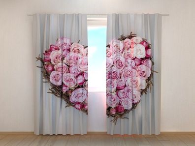 Fotogardinen "Herz der Liebe" Vorhang mit 3D Fotodruck, Maßanfertigung