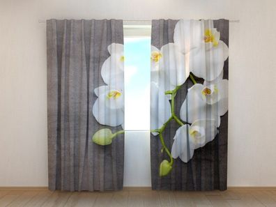 Fotogardinen "Grau und Weiss" Vorhang mit 3D Fotodruck, Maßanfertigung