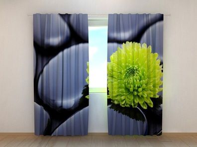 Fotogardinen "Chrysanthemen Harmonie" Vorhang mit 3D Fotodruck, Maßanfertigung