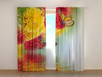 Fotogardinen "Schöne Herbstblumen" Vorhang mit 3D Fotodruck, Maßanfertigung