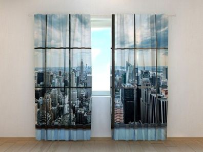 Fotogardinen "Fensterblick auf New York" Vorhang mit 3D Fotodruck, Maßanfertigung