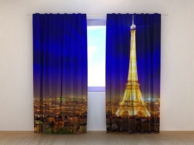 Fotogardinen "Prächtiger Eiffelturm" Vorhang mit 3D Fotodruck, Maßanfertigung