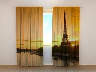 Fotogardinen "Seine und Eiffelturm" Vorhang mit 3D Fotodruck, Maßanfertigung
