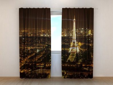 Fotogardinen "Paris bei Nacht" Vorhang mit 3D Fotodruck, Maßanfertigung