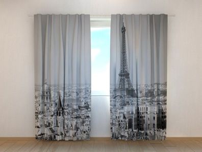 Fotogardinen "Paris schwarz-weiss" Vorhang mit 3D Fotodruck, Maßanfertigung