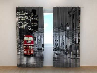 Fotogardinen "Roter Bus von London" Vorhang mit 3D Fotodruck, Maßanfertigung