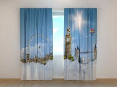 Fotogardinen "Londoner Himmel" Vorhang mit 3D Fotodruck, Maßanfertigung