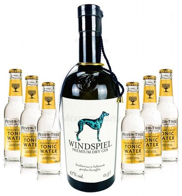 Windspiel Premium Dry Gin 0,5l (47% Vol) + 6x Fever-Tree Premium Indian Tonic W