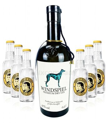 Windspiel Premium Dry Gin 0,5l (47% Vol) + 6x Thomas Henry Tonic Water 0,2l MEH