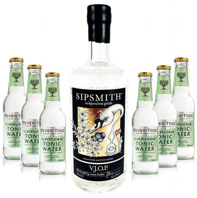 Sipsmith V.J.O.P. Gin 0,7l (57,7% Vol) + 6x Fever-Tree Elderflower Tonic Water