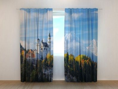 Fotogardinen "Das Schloss Neuschwanstein" Vorhang mit 3D Fotodruck, Maßanfertigung