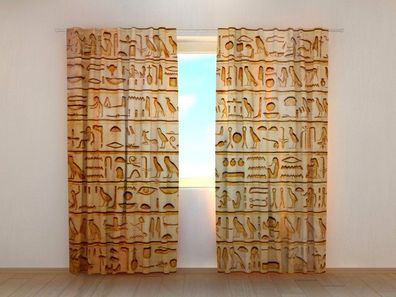 Fotogardinen "Ägyptische Hieroglyphen" Vorhang mit 3D Fotodruck, Maßanfertigung