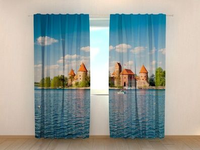 Fotogardinen "Trakai Burg" Vorhang mit 3D Fotodruck, Maßanfertigung