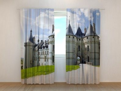 Fotogardinen "Schloss auf dem Berg" Vorhang mit 3D Fotodruck, Maßanfertigung