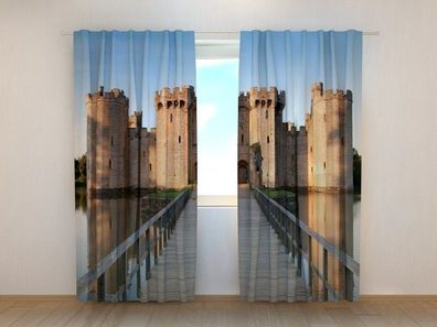 Fotogardinen "Das Schloss Bodiam" Vorhang mit 3D Fotodruck, Maßanfertigung