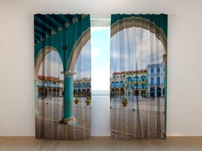 Fotogardinen "Koloniale Architektur auf Kuba" Vorhang mit Fotodruck, Maßanfertigung