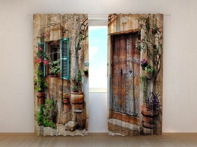 Fotogardinen "Antike Tür" Vorhang mit 3D Fotodruck, Maßanfertigung