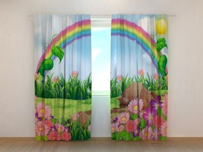 Fotogardinen "Regenbogen" Vorhang mit 3D Fotodruck, Maßanfertigung