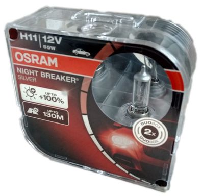 H11 OSRAM Night Breaker Silver PGJ19-2 2 Stk. bis 100 % mehr Licht 64211NBS-HCB