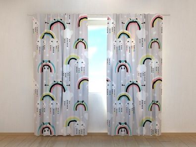 Fotogardinen "Lustiges Regenbogen" Vorhang mit 3D Fotodruck, Maßanfertigung