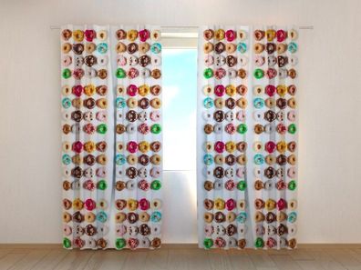 Fotogardinen "Sweet Donuts" Vorhang mit 3D Fotodruck, Maßanfertigung