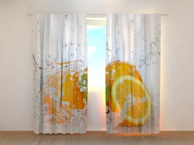 Fotogardinen "Saftige Orange" Vorhang mit 3D Fotodruck, Maßanfertigung