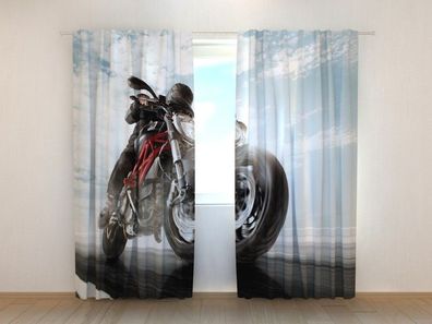 Fotogardinen "Biker auf der Highway" Vorhang mit 3D Fotodruck, Maßanfertigung