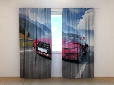 Fotogardinen "Lila Sportwagen" Vorhang mit 3D Fotodruck, Maßanfertigung