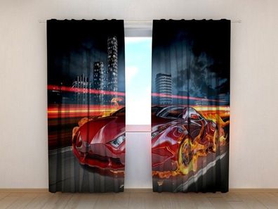 Fotogardinen "Heisser Sportwagen" Vorhang mit 3D Fotodruck, Maßanfertigung