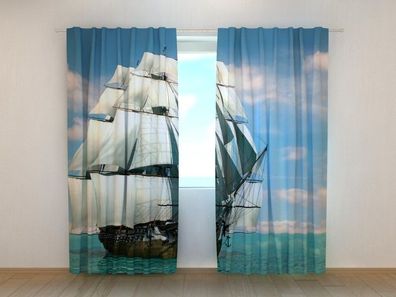 Fotogardinen "Traumhaftes Segelschiff" Vorhang mit 3D Fotodruck, Maßanfertigung