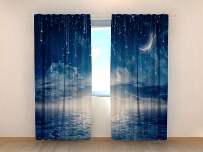 Fotogardinen "Sternennacht" Vorhang mit 3D Fotodruck, Maßanfertigung