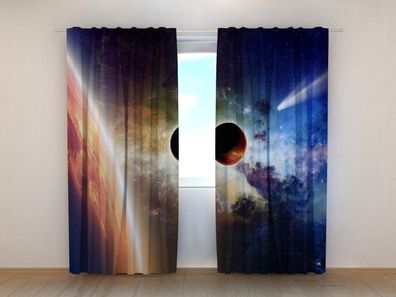 Fotogardinen "Sterne und Kometen" Vorhang mit 3D Fotodruck, Maßanfertigung