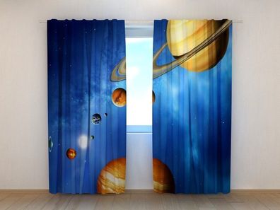 Fotogardinen "Sonnensystem" Vorhang mit 3D Fotodruck, Maßanfertigung