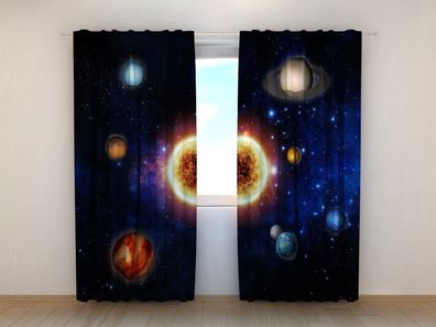 Fotogardinen "Sonne und Planeten" Vorhang mit 3D Fotodruck, Maßanfertigung