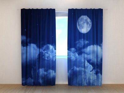 Fotogardinen "Mond" Vorhang mit 3D Fotodruck, Maßanfertigung