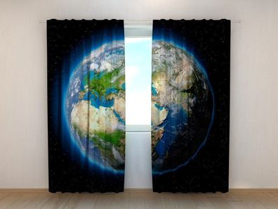 Fotogardinen "Planet Erde" Vorhang mit 3D Fotodruck, Maßanfertigung