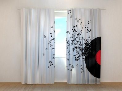 Fotogardinen "Musik" Vorhang mit 3D Fotodruck, Maßanfertigung