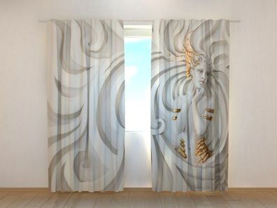 Fotogardinen "Griechisches Relief" Vorhang mit 3D Fotodruck, Maßanfertigung