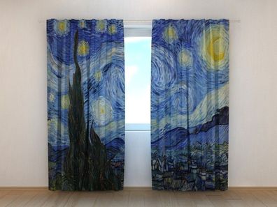 Fotogardinen "Sternennacht von van Gogh" Vorhang mit 3D Fotodruck, Maßanfertigung