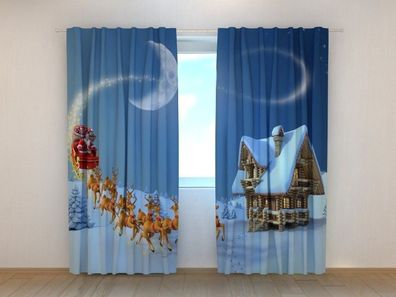 Fotogardinen "Weihnachtsgeschichte" Vorhang mit 3D Fotodruck, Maßanfertigung
