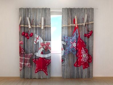 Fotogardinen "Kinder Weihnachtsdeko" Vorhang mit 3D Fotodruck, Maßanfertigung