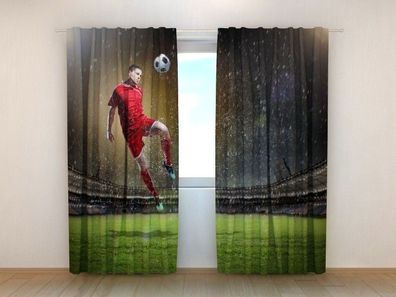 Fotogardinen "Fussballspieler" Vorhang mit 3D Fotodruck, Maßanfertigung