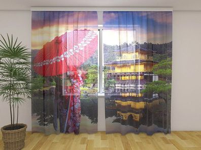 Gardinen aus Chiffon "Im Land der aufgehenden Sonne" mit 3D Fotodruck, Maßanfertigung