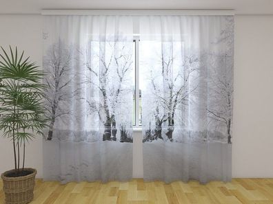 Gardinen aus Chiffon "Winterweg" Vorhang mit 3D Fotodruck, Maßanfertigung