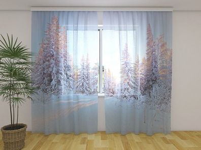 Gardinen aus Chiffon "Wintermärchen" Vorhang mit 3D Fotodruck, Maßanfertigung