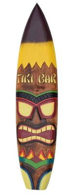 Deko Surfboard 100cm Tiki Bar gelbe Haare Surfbrett aus Holz Hawaii Maui Style