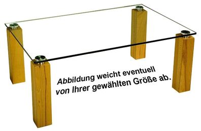 DRE-H Couchtisch Klar- Parsolglas Massivholz Füße Wildeiche oder Kernbuche Ab Werk