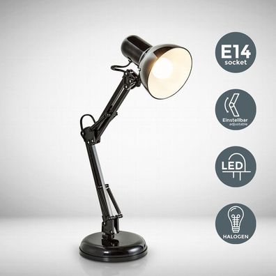 LED Tisch-Lampe schwarz Metall Retro Schreibtisch-Leuchte drehbar & schwenkbar