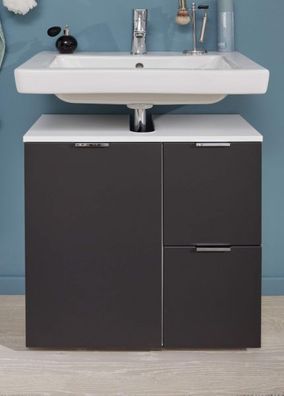 Badezimmer Waschbeckenunterschrank Graphit grau / weiß Bad Waschtisch Concept1